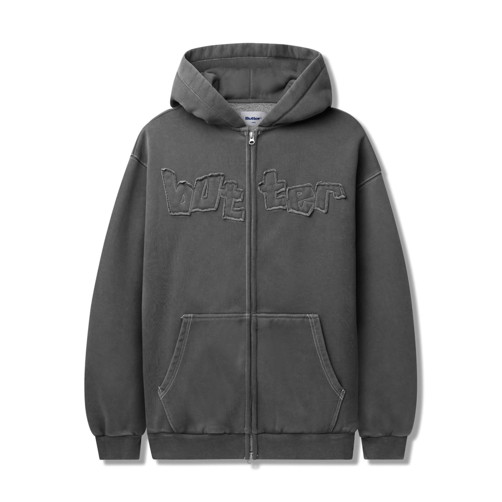 Mineral Wash Zip-Thru Hood Charcoal