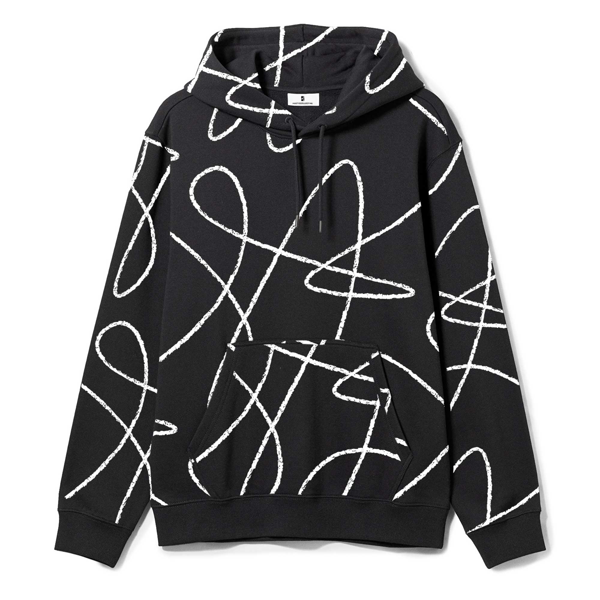 Doodle Pattern Hoodie Black